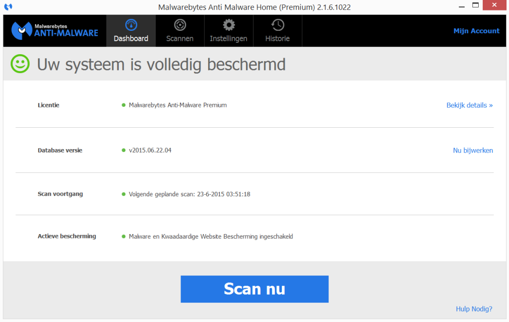 start scherm malwarebytes anti malware