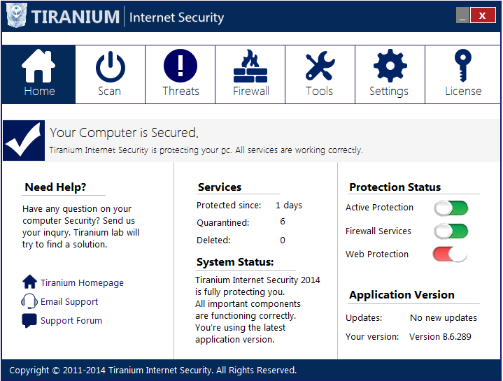 bedieningspaneel tirantium internet security
